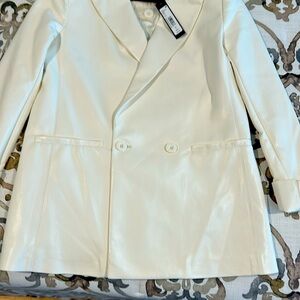 White soft faux leather jacket